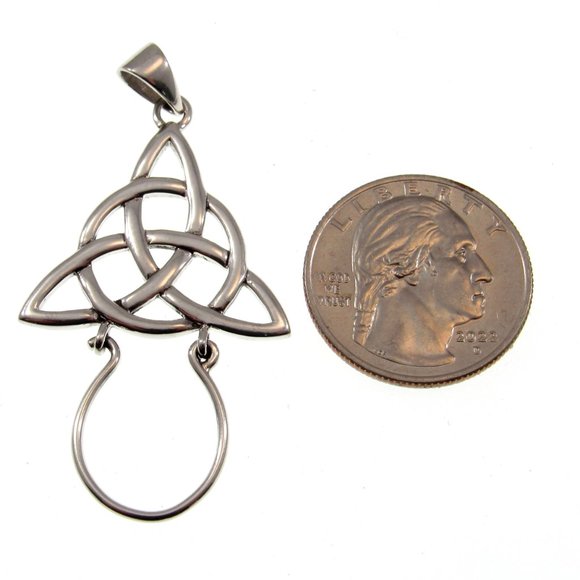 Solid 925 Sterling Silver Celtic Trinity Knot Triquetra Charm Holder Pendant - Picture 2 of 6